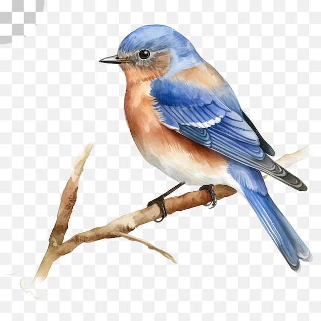 PSD un uccello azzurro dipinto con un uccello blu su un ramo - download di png uccello azzurro