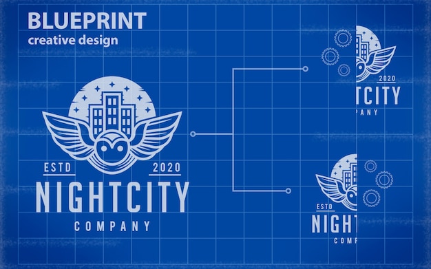 Mockup logo blueprint