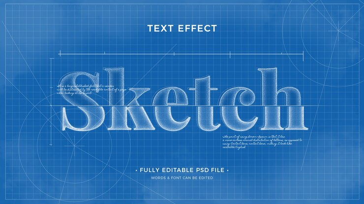 PSD blueprint text effect