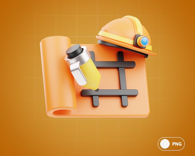 blueprint and tools 3D Illustration