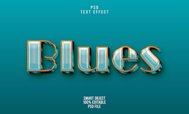 PSD blues 3d bewerkbaar teksteffect