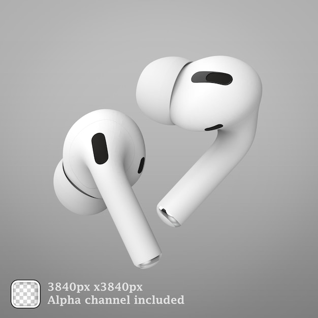 Bluetooth earphones airpods 3d rendering Illustration