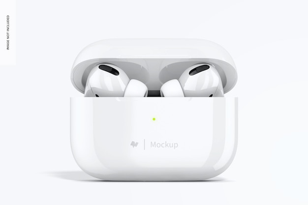 Bluetooth earphones mockup front view