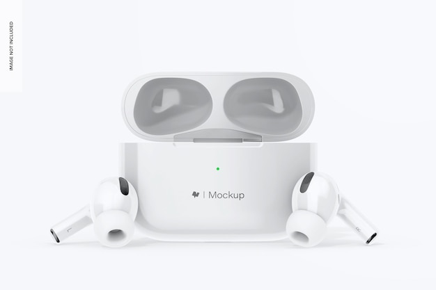 bluetooth earphones mockup multicolor front view