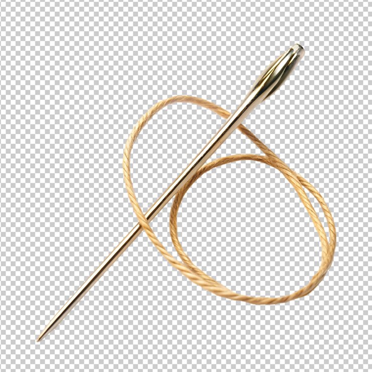PSD blunt needle with thread on transparent background