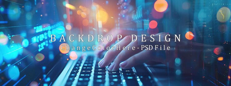 PSD blurred image of hands typing on a laptop
