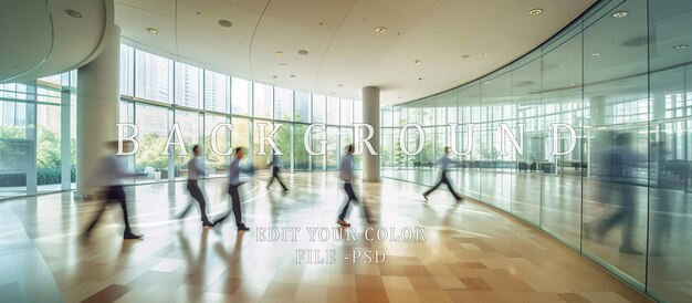 PSD blurred office workers running busy inside the office building