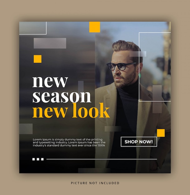 Blurred yellow rectangle modern dynamic clean simple instagram post template or square banner