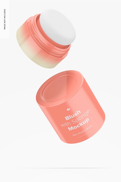 Blush with sponge mockup, floating