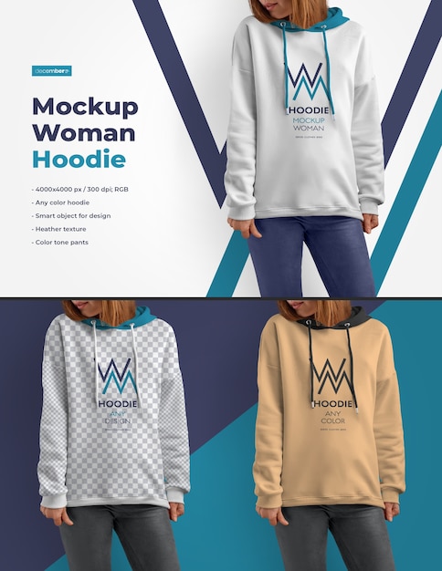 Bluza Z Kapturem Mockups Woman