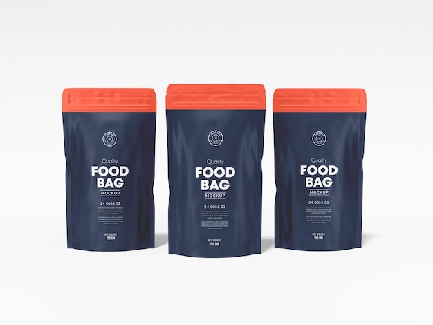 Błyszcząca Folia Stand Up Food Pouch Bag Branding Mockup