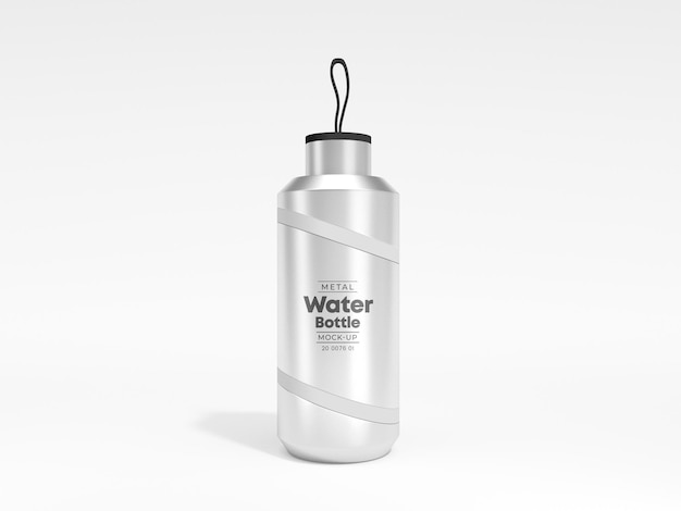 Błyszcząca metalowa butelka na wodę makieta marki