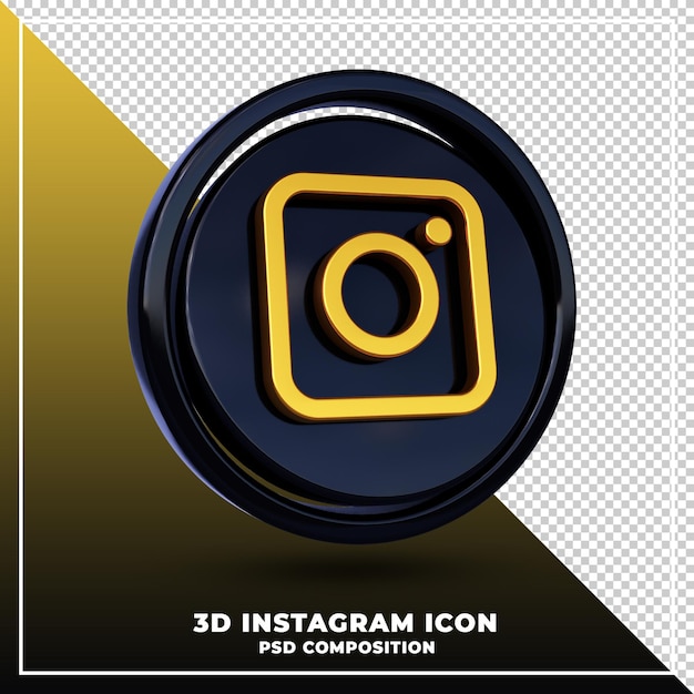 Błyszczące logo instagram na białym tle renderowania projektu 3d
