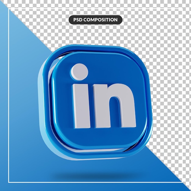 PSD błyszczące logo linkedin na białym tle projekt 3d