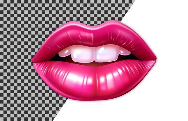 PSD błyszczące różowe usta kobiety metodą sublimacji clipartów ilustracja