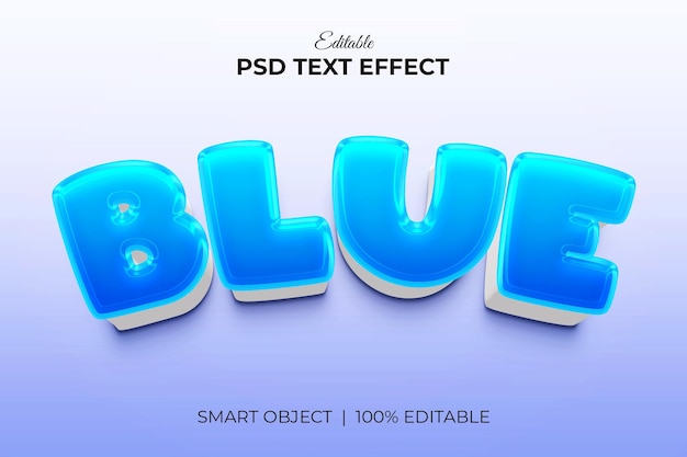 Błyszczący Niebieski Edytowalny Efekt Tekstu 3d Premium Psd