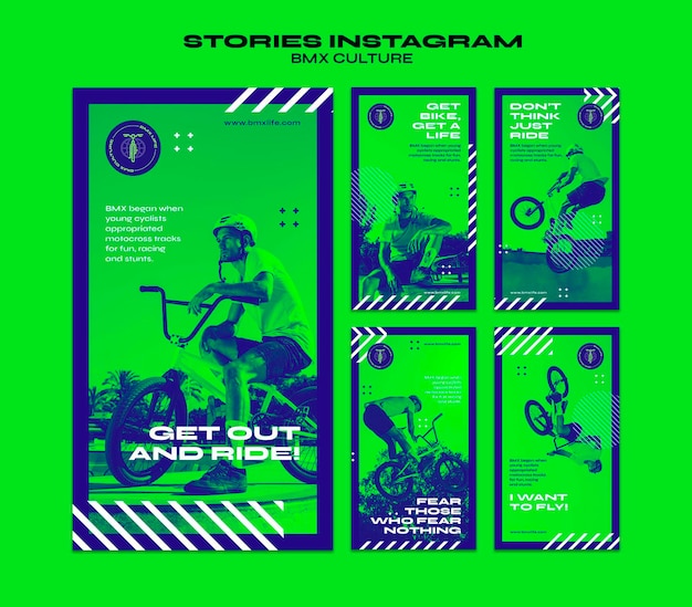 Modello di storie di instagram di concetto di cultura bmx