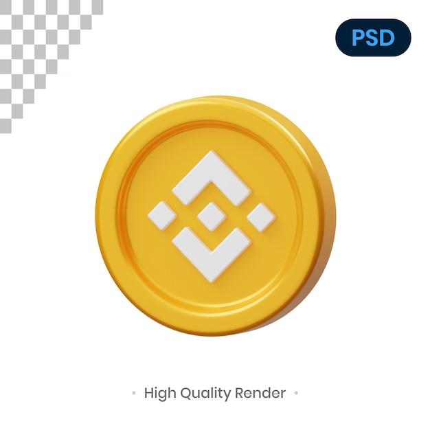 PSD bnb coin 3d render illustrazione psd premium