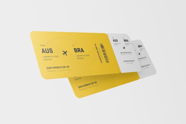 Boarding Pass Mockup Air Travel Concept mockup design
