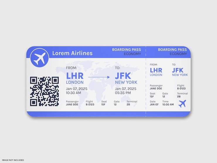 PSD boarding pass mockup