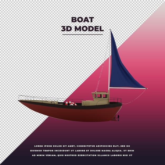 PSD boat 3d isolated