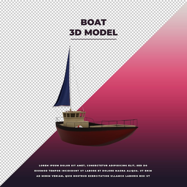 PSD boat 3d isolated