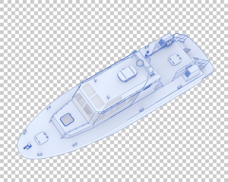 PSD boat isolated on transparent background 3d rendering illustration
