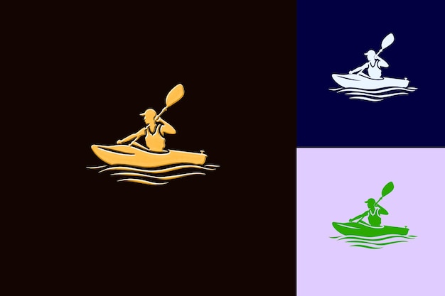 a boat with a man on it and a boat with a green and blue background