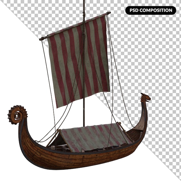 PSD a boat with a sail isolated 3d rendering
