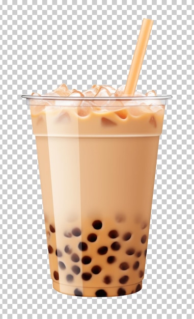 PSD boba milk tea isolated on transparent background