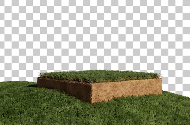 Bodem grasveld podium 3d-rendering