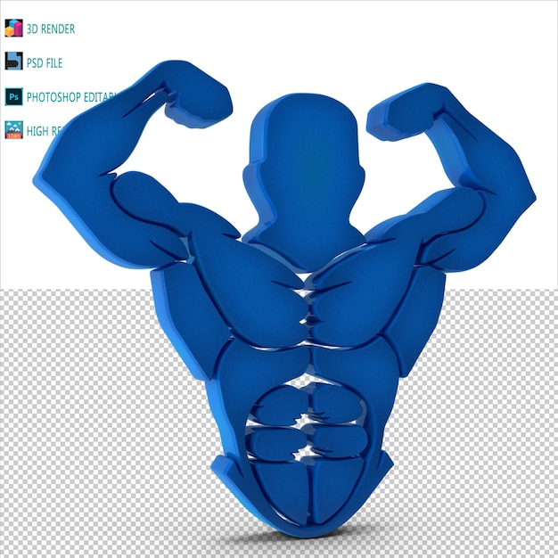 PSD file psd di rendering 3d dell'icona di body build gym