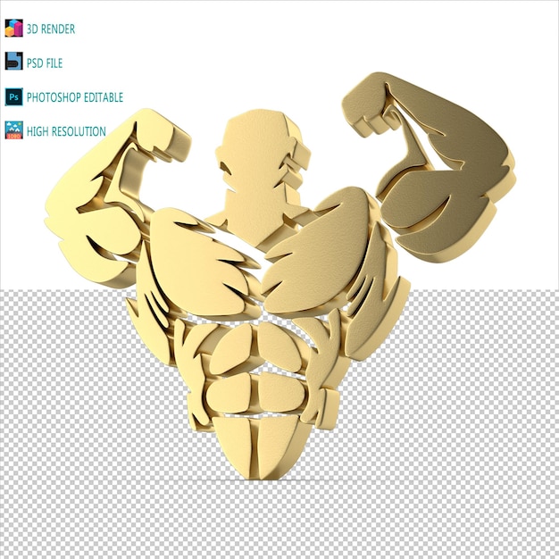 PSD body build gym icon 3d render psd file