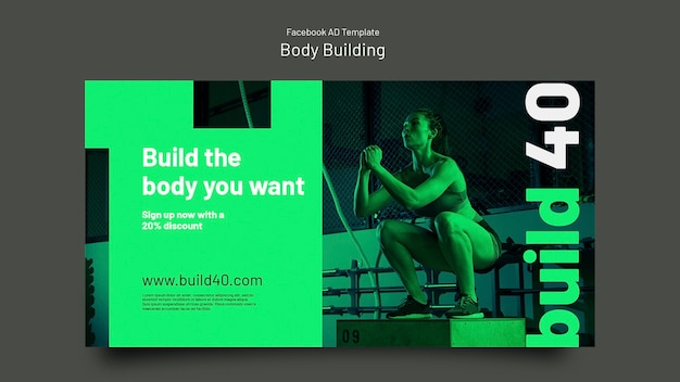 PSD body building workout facebook template