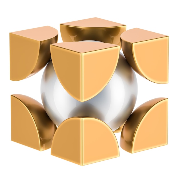 Body Centered Cubic Structure BCC 3D rendering isolated on transparent background