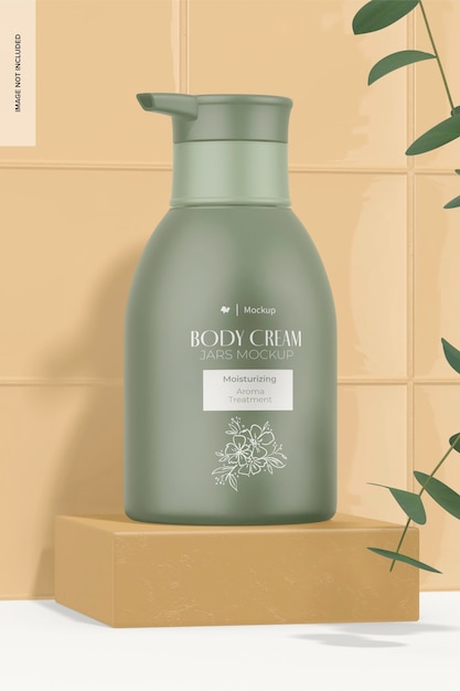 Body cream mockup on podium