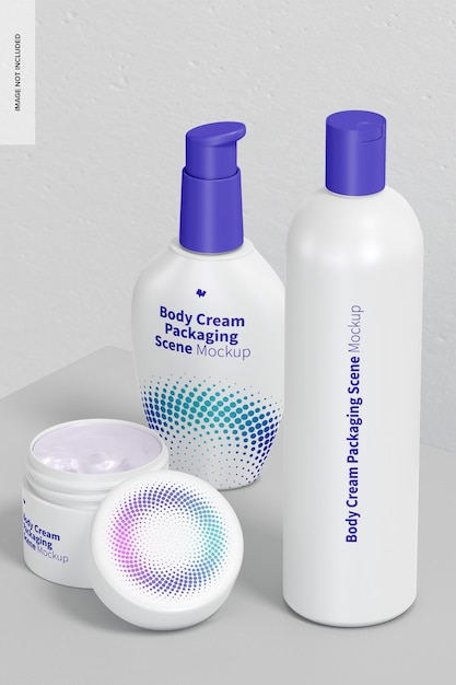 Body cream packaging scene mockup