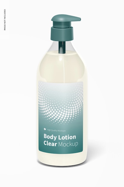 Body Lotion Clear Bottle Mockup, Front View