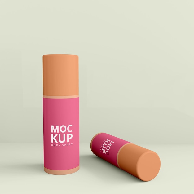 Body spray cosmetic products 3d bottle mockup design