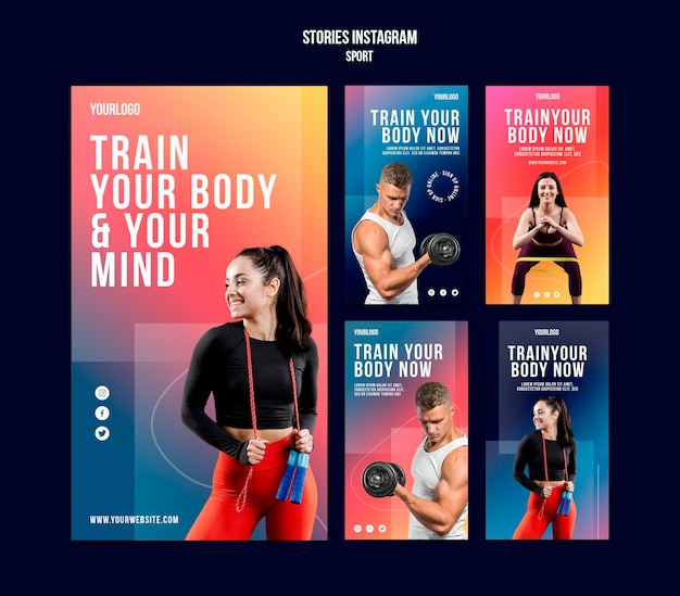 PSD body training instagram stories template