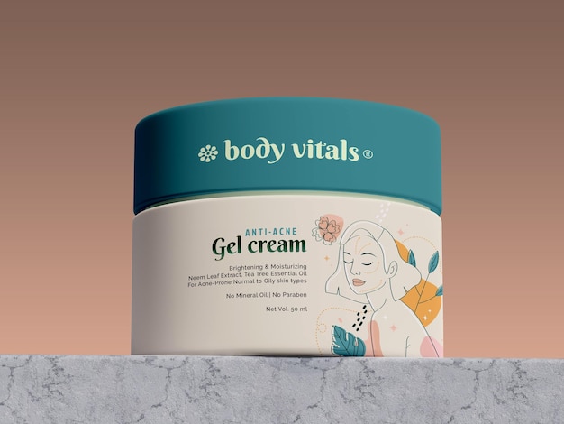 Body vitals gel cream cup mockup smart object full editable file
