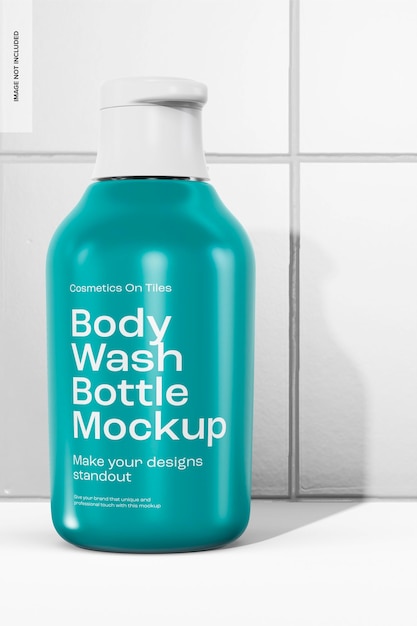 Body wash bottle mockup, front view