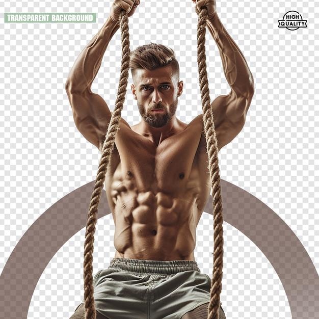 Bodybuilder Png met touw en oefening en gym Transparente achtergrond