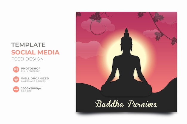 Boeddha purnima sjabloon voor sociale media-banners voor instagram-berichten