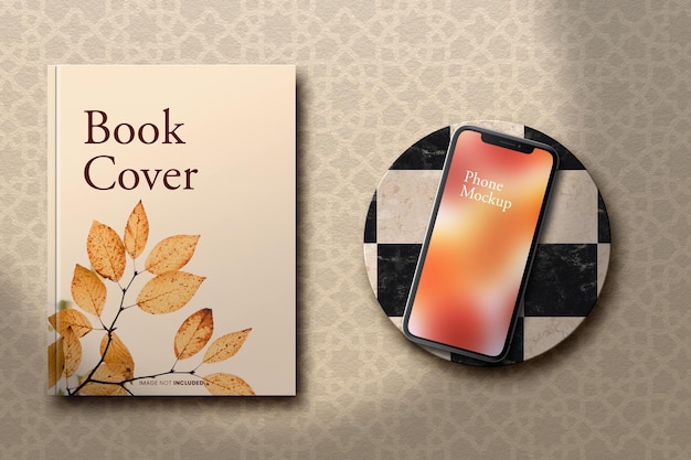 boek en telefoon mockup psd