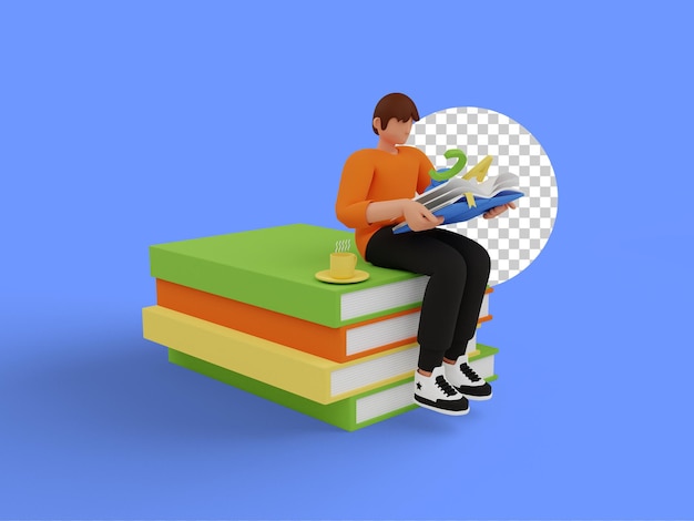 PSD boek minnaar concept 3d illustratie