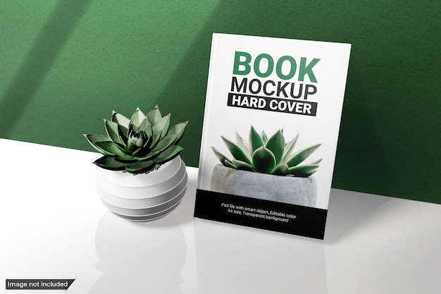 PSD boek mockup met harde omslag