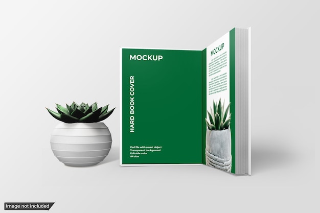 PSD boek mockup met harde omslag