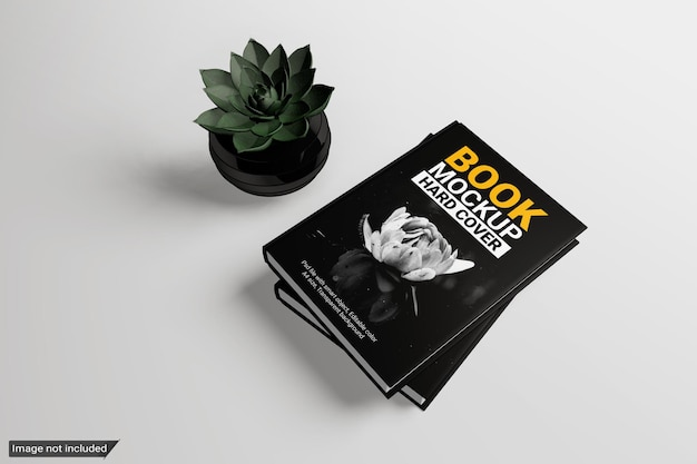 PSD boek mockup met harde omslag