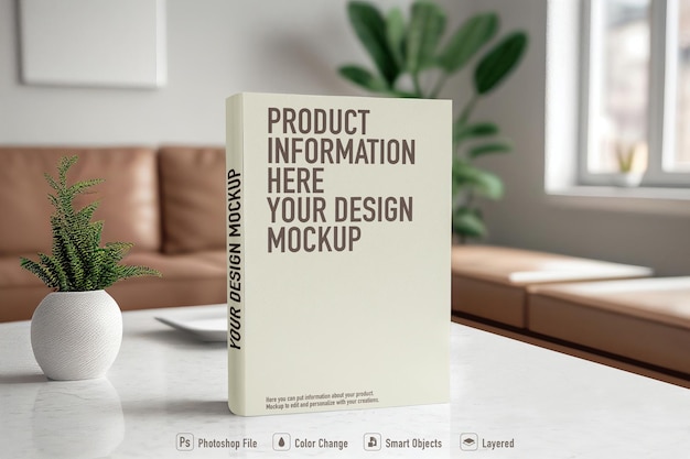 Boek mockup op een modern interieur